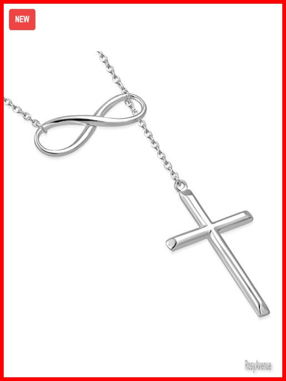 925 Sterling Silver Infinity Cross Pendant Necklace Adjustable Religious Jewelry